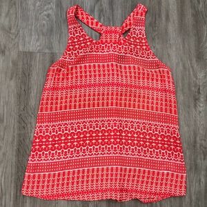 Cynthia Rowley Coral/White Print Racerback Tank  M